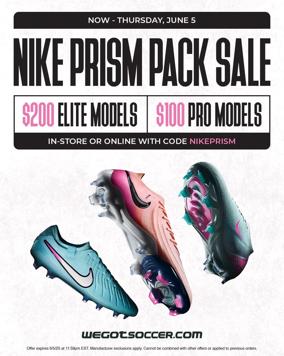 Prism Pack steals 💎

For a limited time:
⚡ $200 Elites
⚡ $100 Pros

Use code NIKEPRISM before Thursday to lock it in. Tap the link in bio to shop now