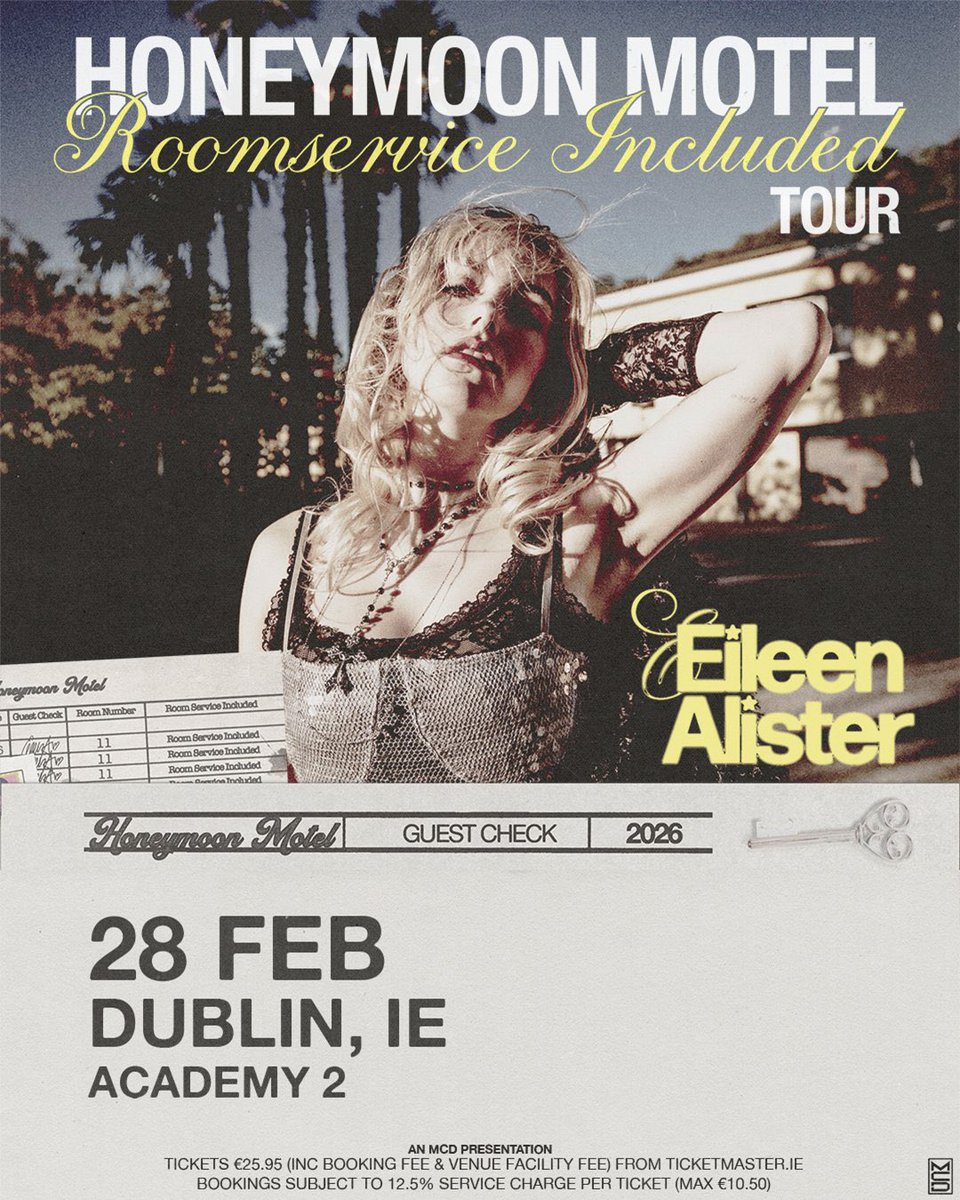The Academy Dublin (@academydublin) on Twitter photo NEW SHOW // Emerging Swiss indie pop singer <a href="/eileenalister/">eileen alister</a> is bringing her âRoomservice includedâ tour to The Academy on Saturday 28 February 2026!
Tickets on sale Wednesday at 10am from <a href="/TicketmasterIre/">Ticketmaster Ireland</a> NEW SHOW // Emerging Swiss indie pop singer <a href="/eileenalister/">eileen alister</a> is bringing her âRoomservice includedâ tour to The Academy on Saturday 28 February 2026!
Tickets on sale Wednesday at 10am from <a href="/TicketmasterIre/">Ticketmaster Ireland</a>