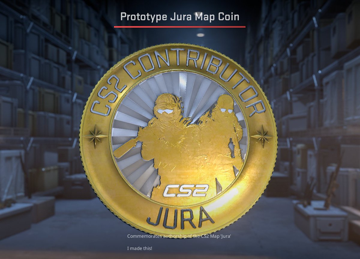 I just found out I got a CS2 Contributor Coin in my inventory for the Jura map. Huge thanks to <a href="/Pav_maps/">Pav</a> for giving me the opportunity to take part in this awesome project! Grateful for the community’s support and Valve’s recognition. #jura #CS2 #gamedev