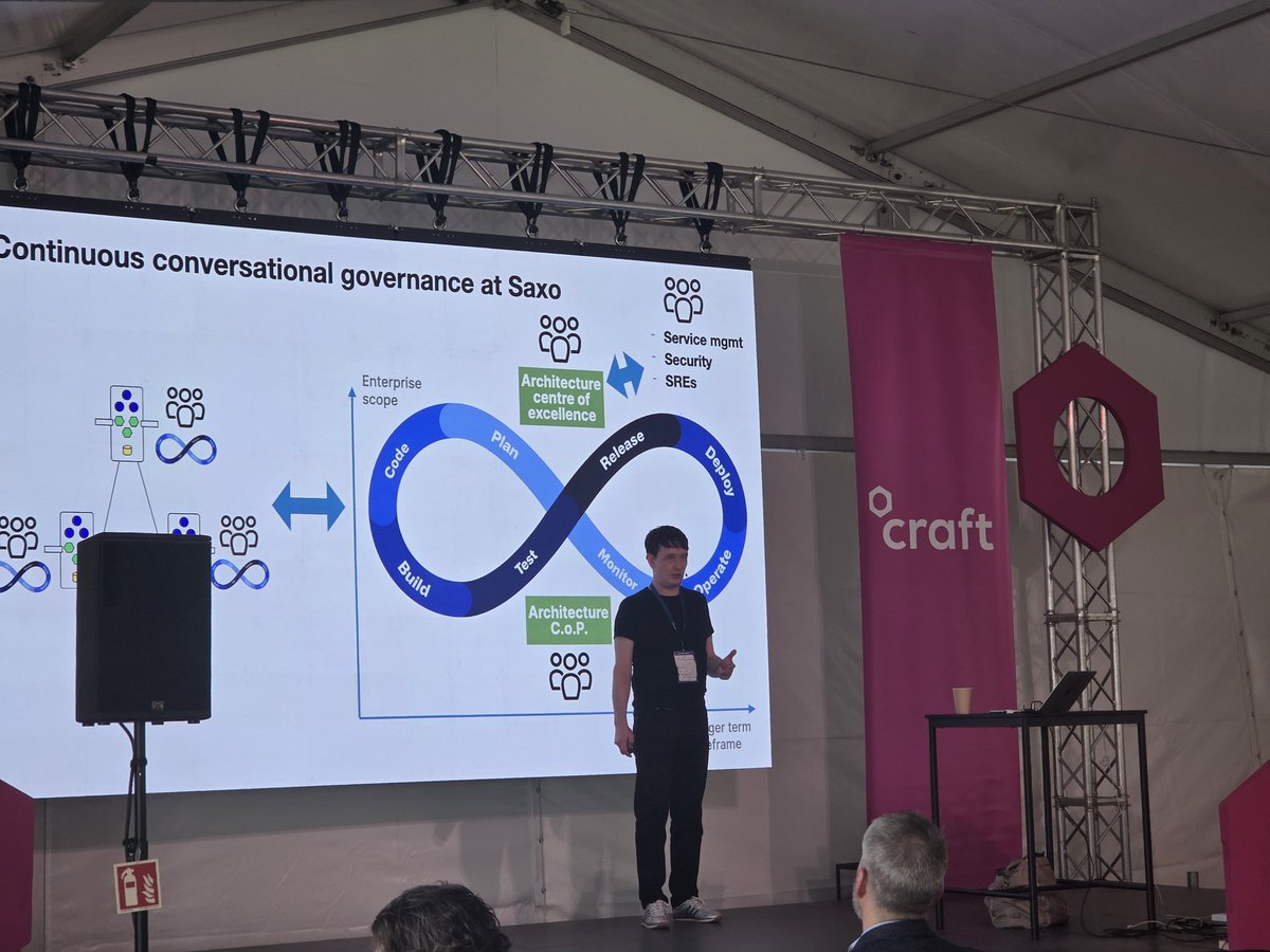 CraftConf's tweet image. 🎙️Simon Rohrer took the Pink Stage to present the Modern Enterprise Architecture and the ways of working at Saxo Bank.💻 #craftconf