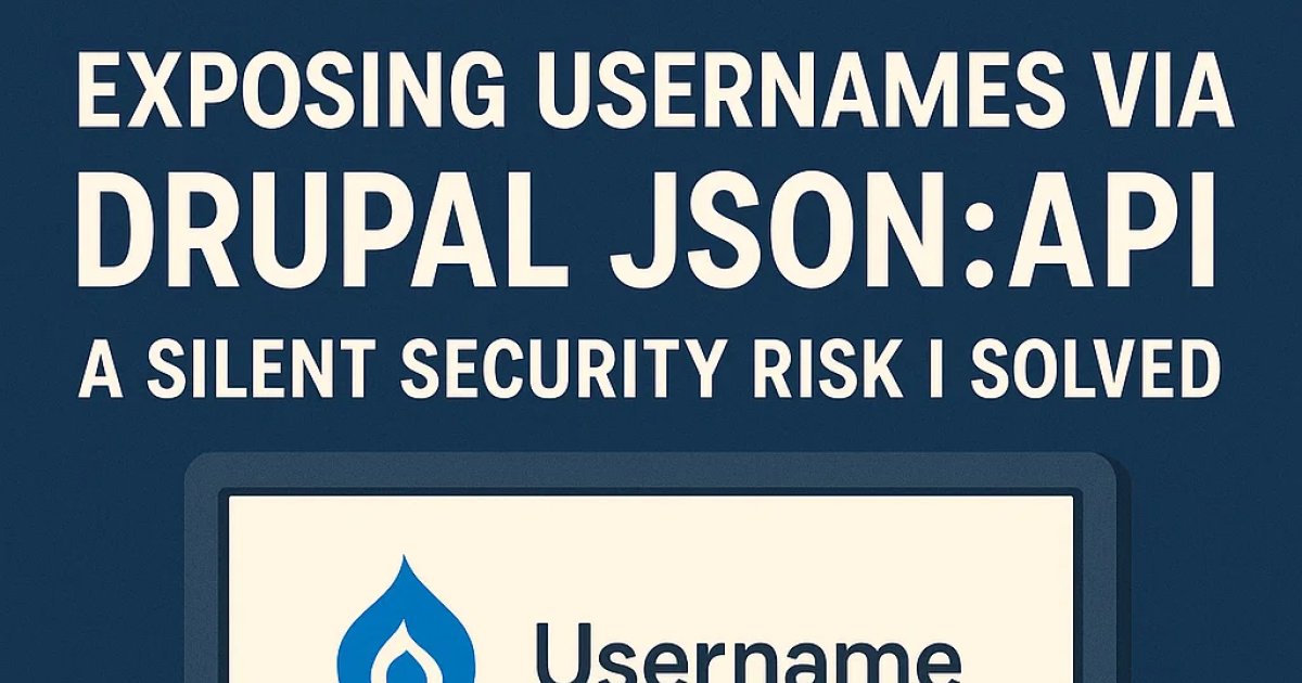 thedroptimes's tweet image. 🔒 Lakshman Kumar Pandey fixed a JSON:API vulnerability in headless #Drupal where anonymous users could confirm valid usernames. His approach: endpoint lockdown + route restrictions + API audits.
🛠️ Devs, check your configs.
🔗 bit.ly/45zqLUh 
#DrupalSecurity