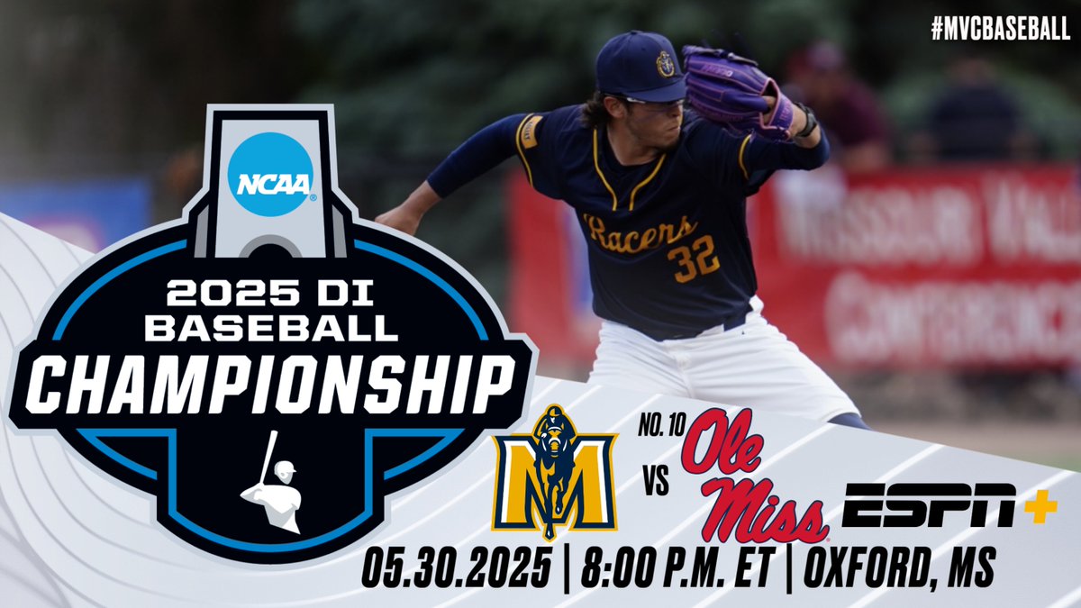 Missouri Valley Conference (@mvcsports) on Twitter photo GAME DAY IN OXFORD‼️
<a href="/RacersBaseball/">Murray State Baseball</a> takes on No. 10 Ole Miss TONIGHT at 7:00 p.m. CT (8 p.m. ET) live on ESPN+‼️
Follow Along⬇️
💻bit.ly/45B54TV
📊bit.ly/451ORXQ
📺bit.ly/4mSLusG
#MVCBaseball x #NCAABaseball GAME DAY IN OXFORD‼️
<a href="/RacersBaseball/">Murray State Baseball</a> takes on No. 10 Ole Miss TONIGHT at 7:00 p.m. CT (8 p.m. ET) live on ESPN+‼️
Follow Along⬇️
💻bit.ly/45B54TV
📊bit.ly/451ORXQ
📺bit.ly/4mSLusG
#MVCBaseball x #NCAABaseball