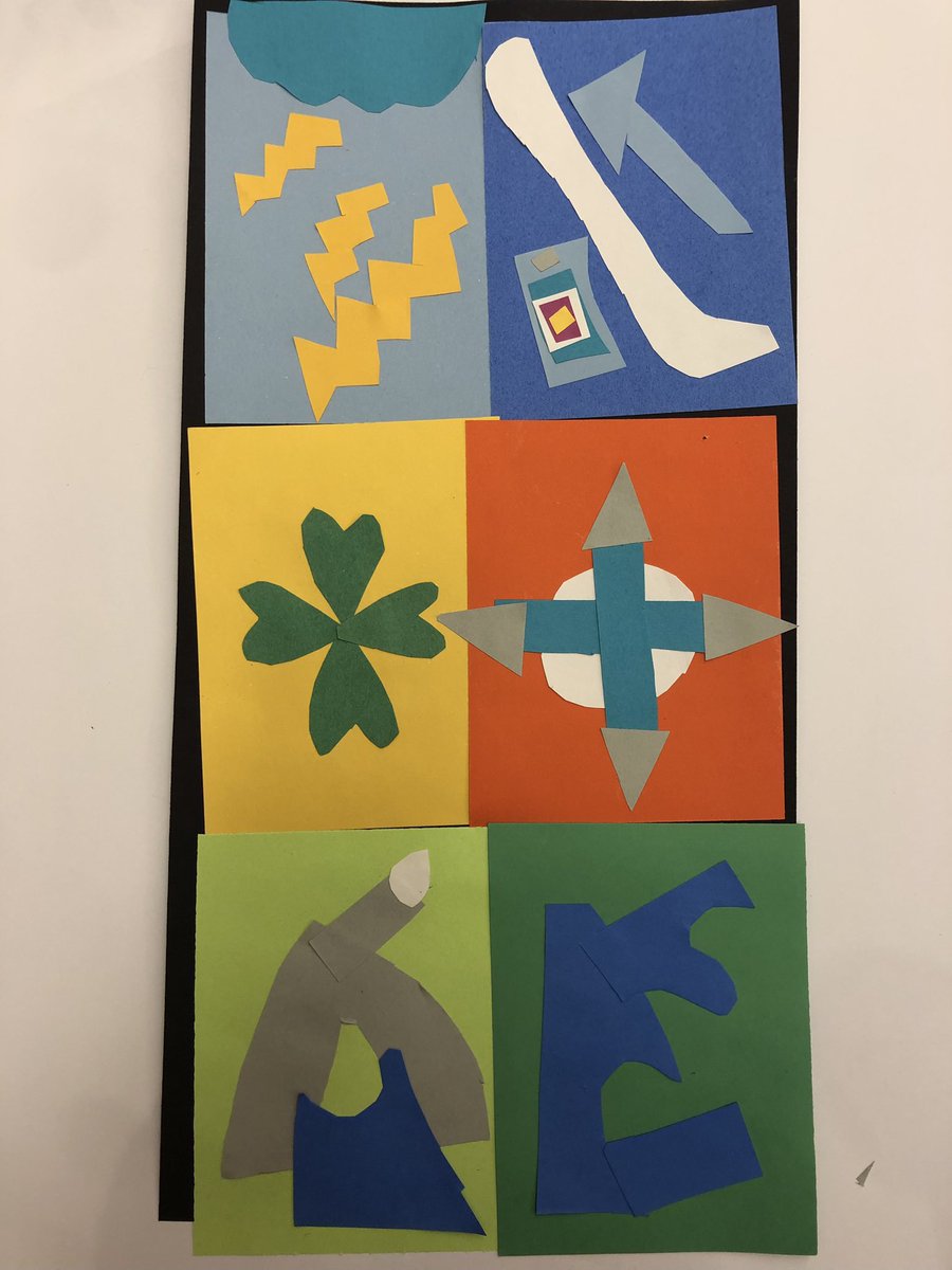 1st grade collage in the style of artist Henri Matisse. Learners applied their knowledge of geometric and organic shapes. <a href="/WeAreMPSD/">MPSD</a>
