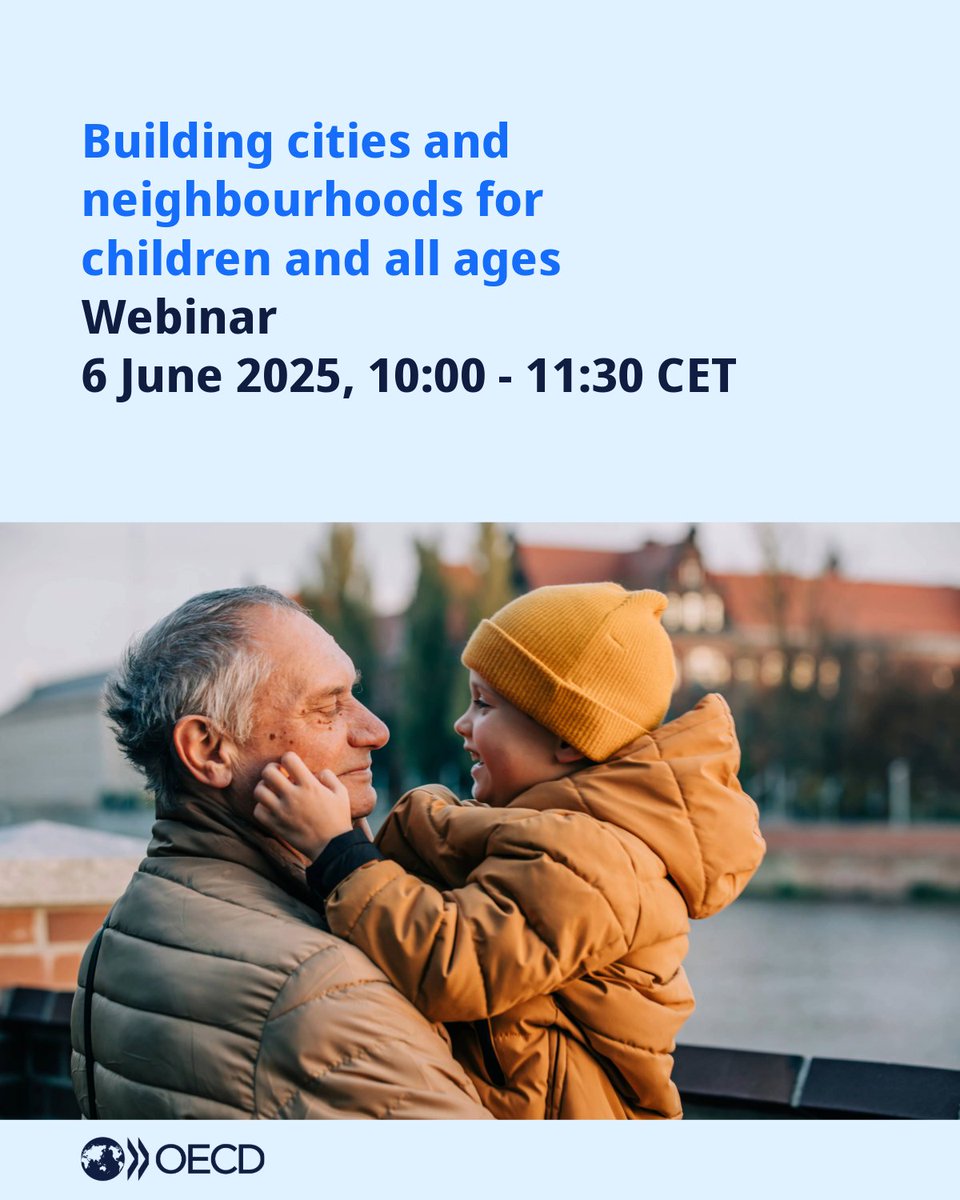 How can we build #cities and #neighbourhoods for all ages?

Building on the recently released <a href="/OECD/">OECD ➡️ Better Policies for Better Lives</a> report, join experts and high-level speakers on 6 June for our next webinar.

📅6 June 2025⏰10:00 (CET)📍Online

Register 🔗 meetoecd1.zoom.us/meeting/regist…