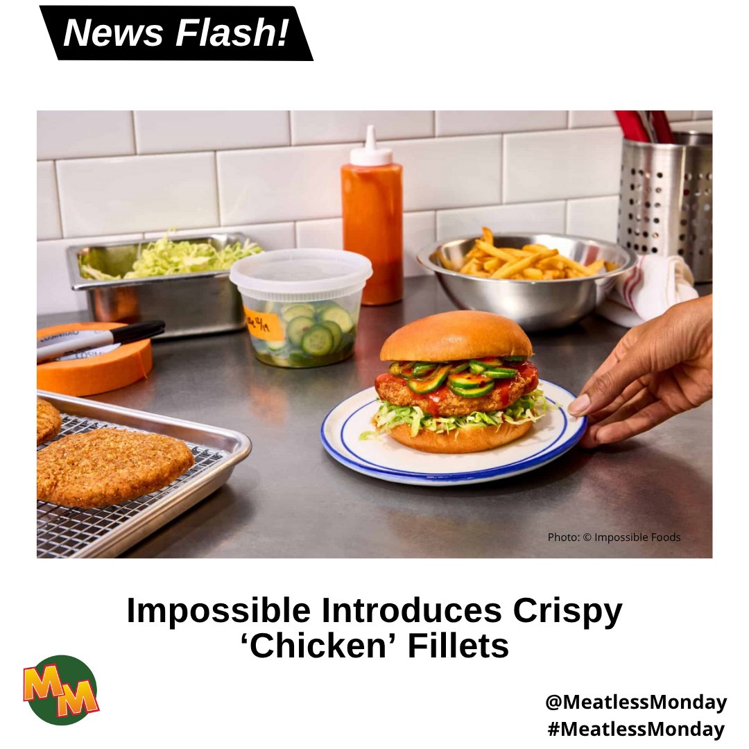 Meatless Monday (@meatlessmonday) on Twitter photo Introducing the Impossible Crispy Chicken Fillet by <a href="/ImpossibleFoods/">Impossible Foods</a> , Now Available in the #US foodservice market in restaurants soon. ๐ #ImpossibleFoods #PlantBasedProtein #Chicken Introducing the Impossible Crispy Chicken Fillet by <a href="/ImpossibleFoods/">Impossible Foods</a> , Now Available in the #US foodservice market in restaurants soon. ๐ #ImpossibleFoods #PlantBasedProtein #Chicken