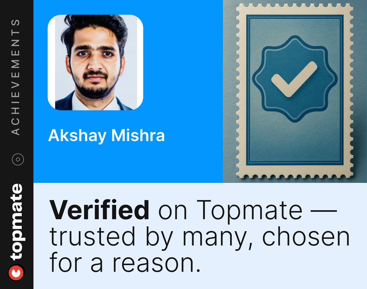 PBIwithAkshay's tweet image. I didn’t apply for this. But this week, I got verified on Topmate.
People trusted me with their questions. They booked sessions and left thoughtful words after.
It wasn’t loud. But it added up.
Join me here:
topmate.io/bi_akshay_mish…
#powerbi #dataanalysis #powerbideveloper #bi