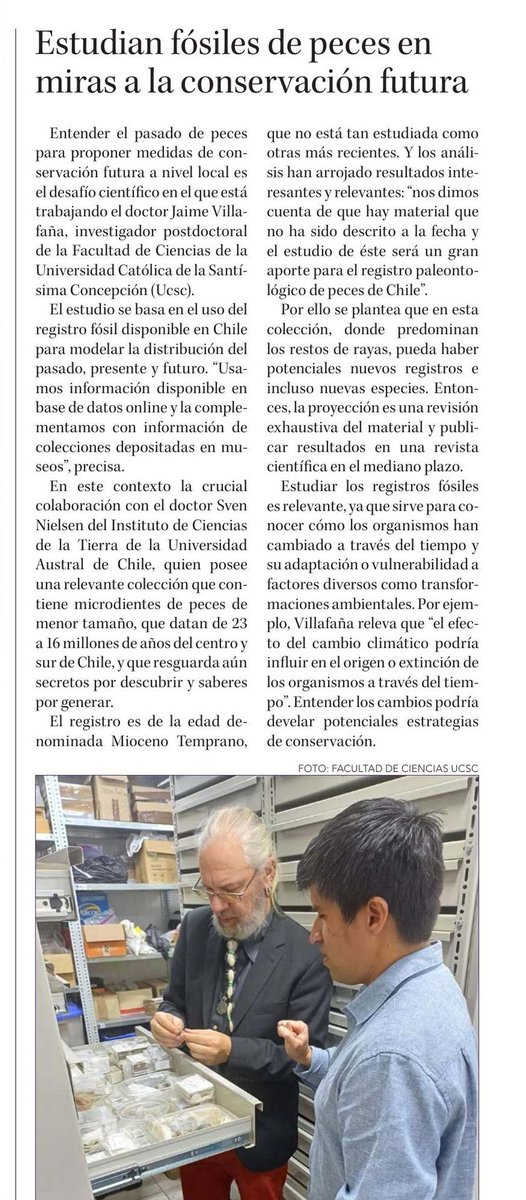 Facultad de Ciencias UCSC (@cienciasucsc) on Twitter photo Hoy en <a href="/DiarioConce/">Diario Concepción</a> destacan el trabajo que está llevando a cabo nuestro investigador postdoctoral Dr. Jaime Villafaña junto al Dr. Sven Nielsen del Instituto de Ciencias de la Tierra de la <a href="/UAustraldeChile/">Universidad Austral de Chile</a> Hoy en <a href="/DiarioConce/">Diario Concepción</a> destacan el trabajo que está llevando a cabo nuestro investigador postdoctoral Dr. Jaime Villafaña junto al Dr. Sven Nielsen del Instituto de Ciencias de la Tierra de la <a href="/UAustraldeChile/">Universidad Austral de Chile</a>