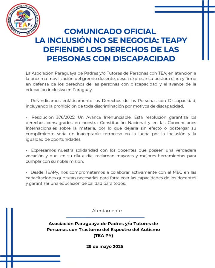 No vamos a retroceder en derechos 
<a href="/MECpy/">MECpy</a> <a href="/luisramirez_py/">Luis Fernando Ramirez</a> <a href="/compcdsenadopy/">Comisión Personas con Discapacidad Senado Py</a> <a href="/senadispy/">Senadis Paraguay</a> <a href="/MINNAParaguay/">Ministerio de la Niñez y la Adolescencia | Py</a> <a href="/WalterGCpy/">Walter Gutiérrez</a> <a href="/ovelar_blanca/">Blanca Ovelar Senadora</a> <a href="/SenaHermelinda/">Hermelinda Alvarenga de Ortega (Oficial)</a>