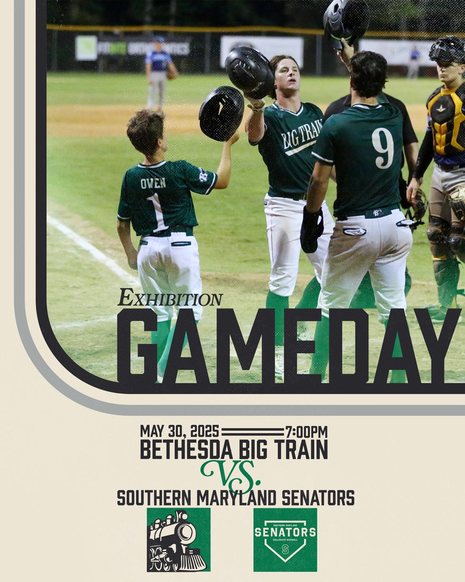 EXHIBITION GAME TODAY!!! Join the Big Train at Shirley Povich Field at 7pm tonight!