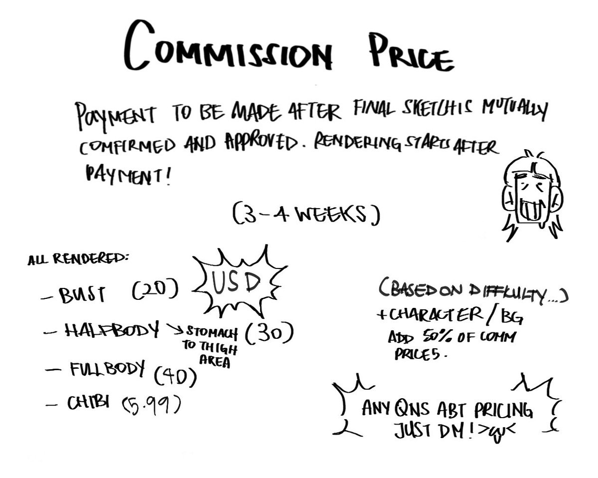 kiwi_w13's tweet image. commision pricings ! ! ‼️GET THEM NOW WHILE THEY'RE STILL HERE‼️
(they will be here forever)
#commissionsopen #commission #commissionopen