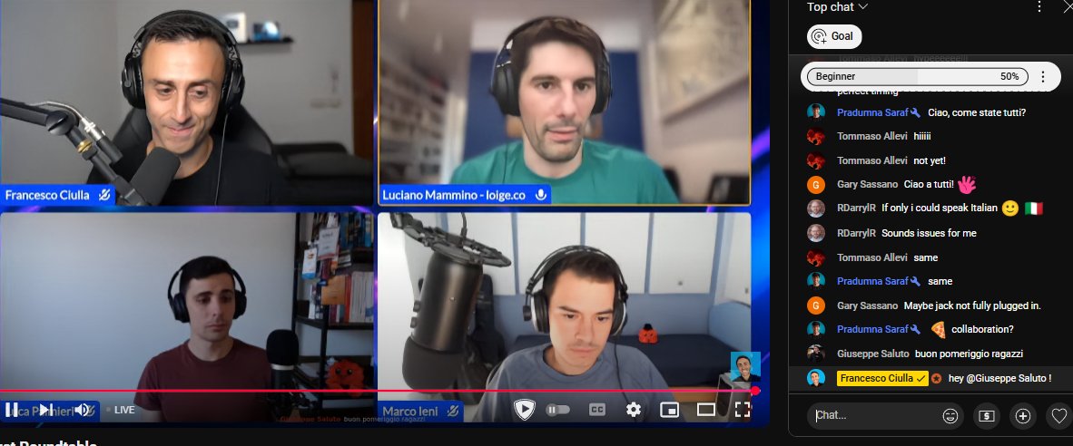 Francesco Ciulla (@francescociull4) on Twitter photo Live to talk abot Rust! <a href="/loige/">Luciano Mammino 𝕏 Node.js Design Patterns</a> <a href="/algo_luca/">Luca Palmieri</a> <a href="/marcoieni/">Marco Ieni 🦀</a> Live to talk abot Rust! <a href="/loige/">Luciano Mammino 𝕏 Node.js Design Patterns</a> <a href="/algo_luca/">Luca Palmieri</a> <a href="/marcoieni/">Marco Ieni 🦀</a>
