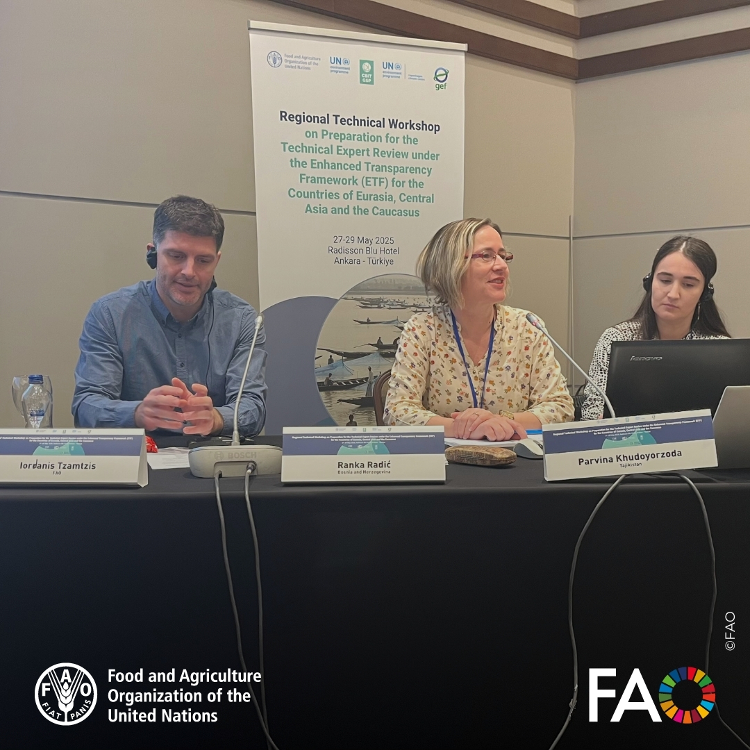 FAOclimate's tweet photo. Just wrapped up a successful regional workshop in Ankara 🇹🇷! 

Countries from Central Asia, the Caucasus &amp; Eurasia strengthened their skills for the Technical Expert Review under the #EnhancedTransparencyFramework. 

Capacity Building with @FAO, @UNEP, @UNDP &amp; @UNFCCC https://t.co/6PwkGjN2Xb