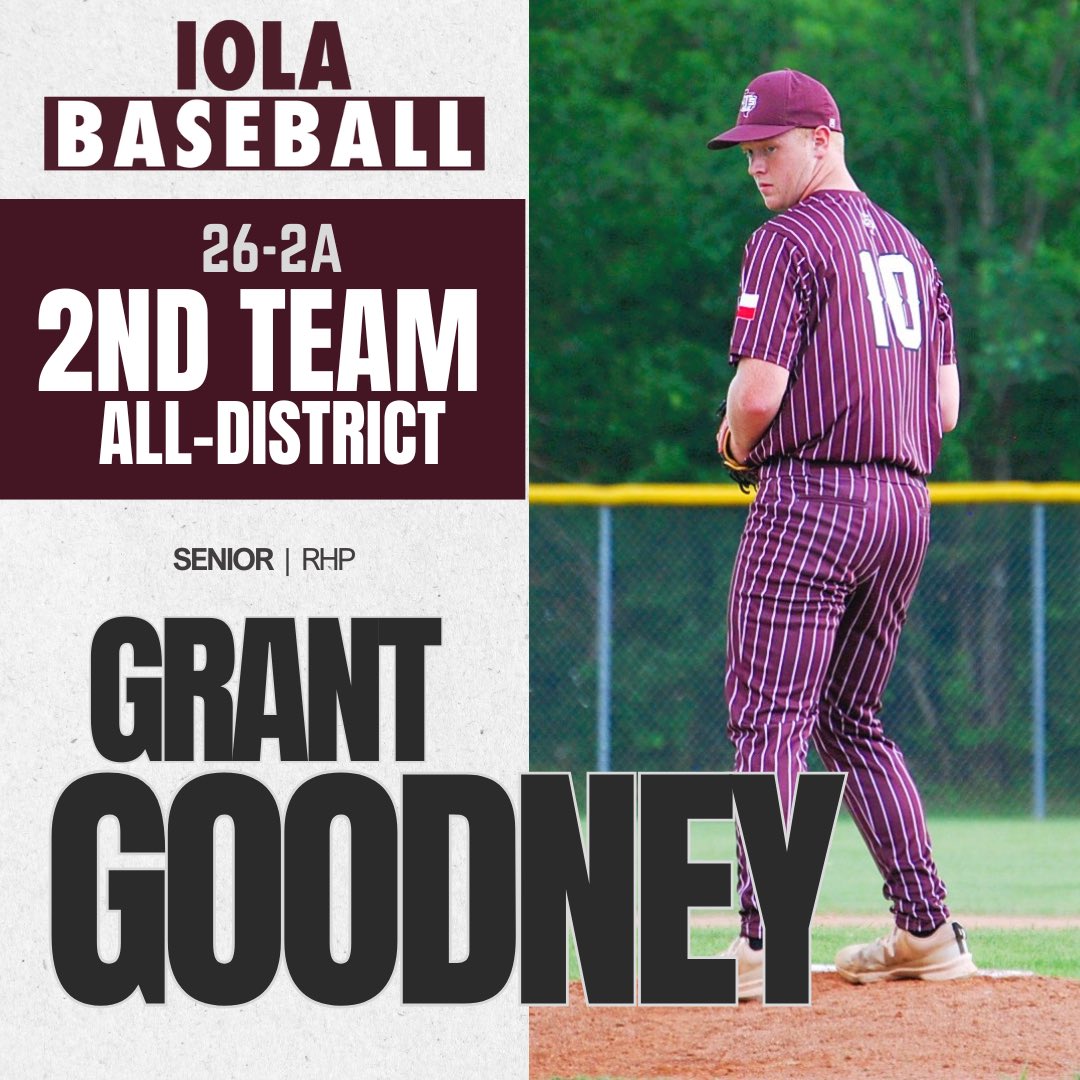 Iola Baseball (@iolabaseball) on Twitter photo Congratulations to Grant Goodney for being selected 2nd Team All-District.
<a href="/IolaHSBulldogs/">Iola High School</a> Congratulations to Grant Goodney for being selected 2nd Team All-District.
<a href="/IolaHSBulldogs/">Iola High School</a>