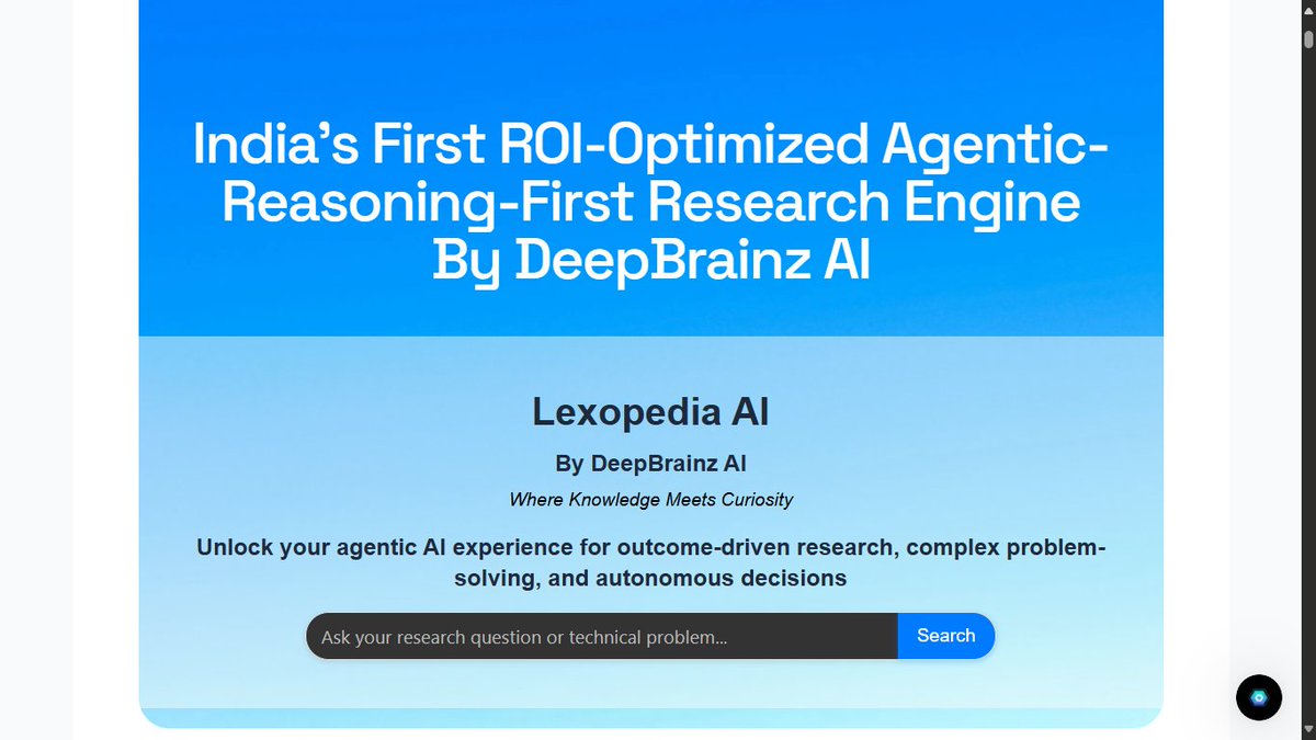 DeepBrainz's tweet photo. 🚀 Public Beta is LIVE! Lexopedia AI by DeepBrainz AI: The agentic-reasoning-first research engine powered by DeepBrainz-R1! Get 15x faster insights, 10x productivity, smarter reasoning. Premium plans in June! Signup beta: https://t.co/sYKUMY8Ov6 #LexopediaAI #DeepBrainzR1 #Beta https://t.co/HiR1z1xlmV