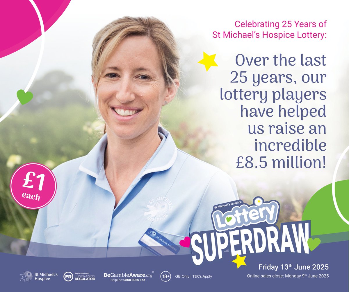 🎉 Wow, thanks to YOU, we’ve raised £8.5m to care for our community. 💙

Now, it’s time to join the celebration with our Superdraw!
Just £1 for a chance to win £2,500! 
Get your tickets: bit.ly/SMH_Lottery

18+ | T&amp;C's Apply | #begambleaware