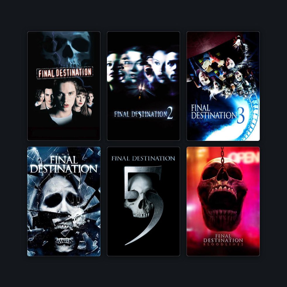 #FinalDestination Franchise Film &amp; Premonition Ranking is available on all podcast platforms &amp; YouTube! Link in bio. &amp; in comments. 

We want to see your lists &amp; where #FinalDestinationBloodlines fits into your ranking! Comment, like &amp; Subscribe to our YouTube.