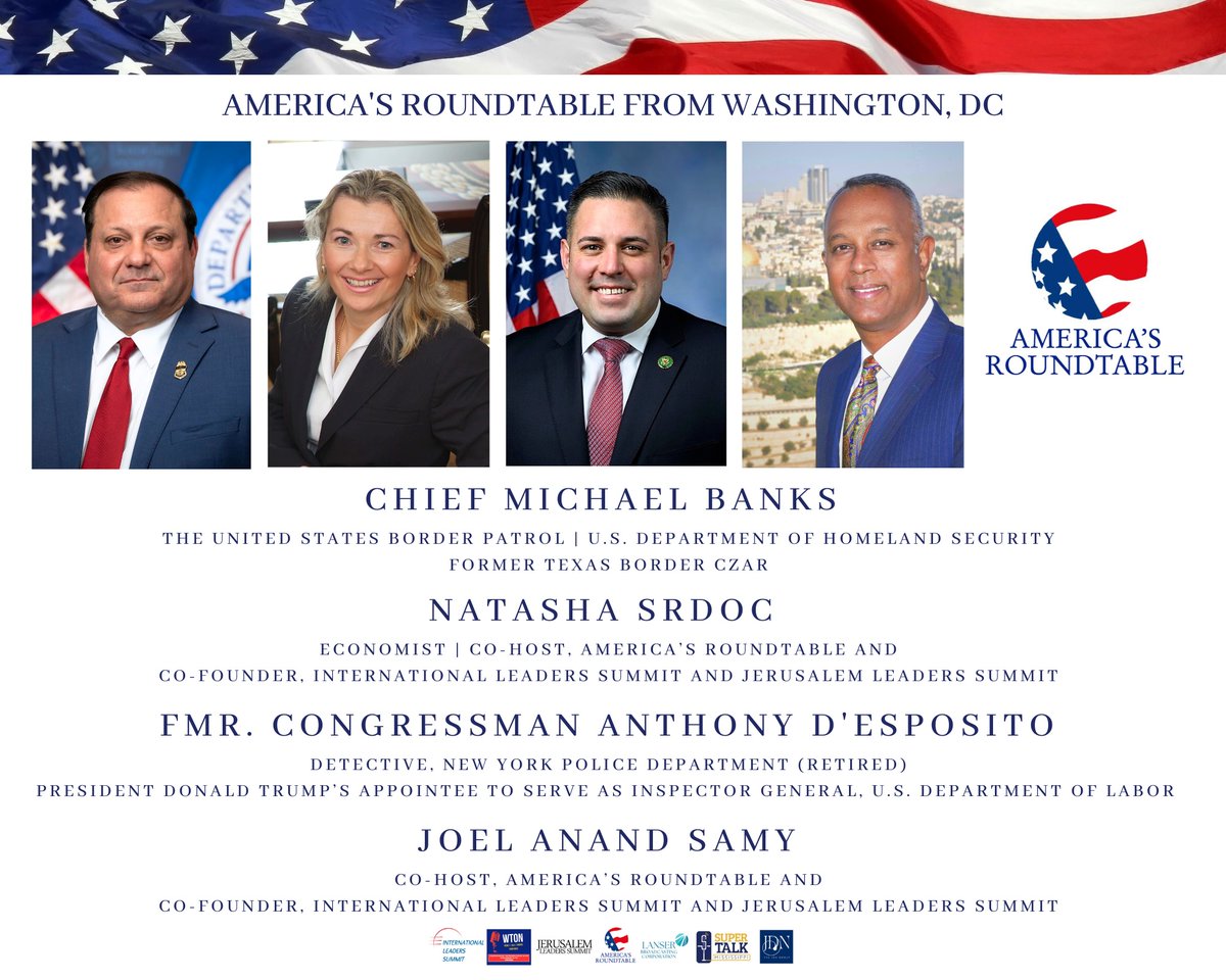 iLeadersSummit's tweet photo. Don't miss it! Join @NatashaSrdoc & @JoelAnandUSA —@americasrt1776🇺🇸 for exclusive interviews with Chief Michael Banks.@USBPChief, @CBP, @DHSgov and Fmr. Congressman Anthony D'Esposito @ANTHONYDESPO.
 
Live streaming via.@supertalk | #saturdaymorning  7:30am CT | 8:30am ET: 🔴▶️https://t.co/G2SQqaXr8w

Focusing on US national #Security, #BorderSecurity, #Terrorism, #ICE, sanctuary cities/states, illicit drug seizures, #cartels, #Economy, lowering #taxes, and more!     

#USA #America @ICEgov @MidDaysGerard @grgibert @WTONradio #americasRoundtable @ICE @WhiteHouse @POTUS @GOP @NYPDnews

Visit: https://t.co/CoI324V5Ns