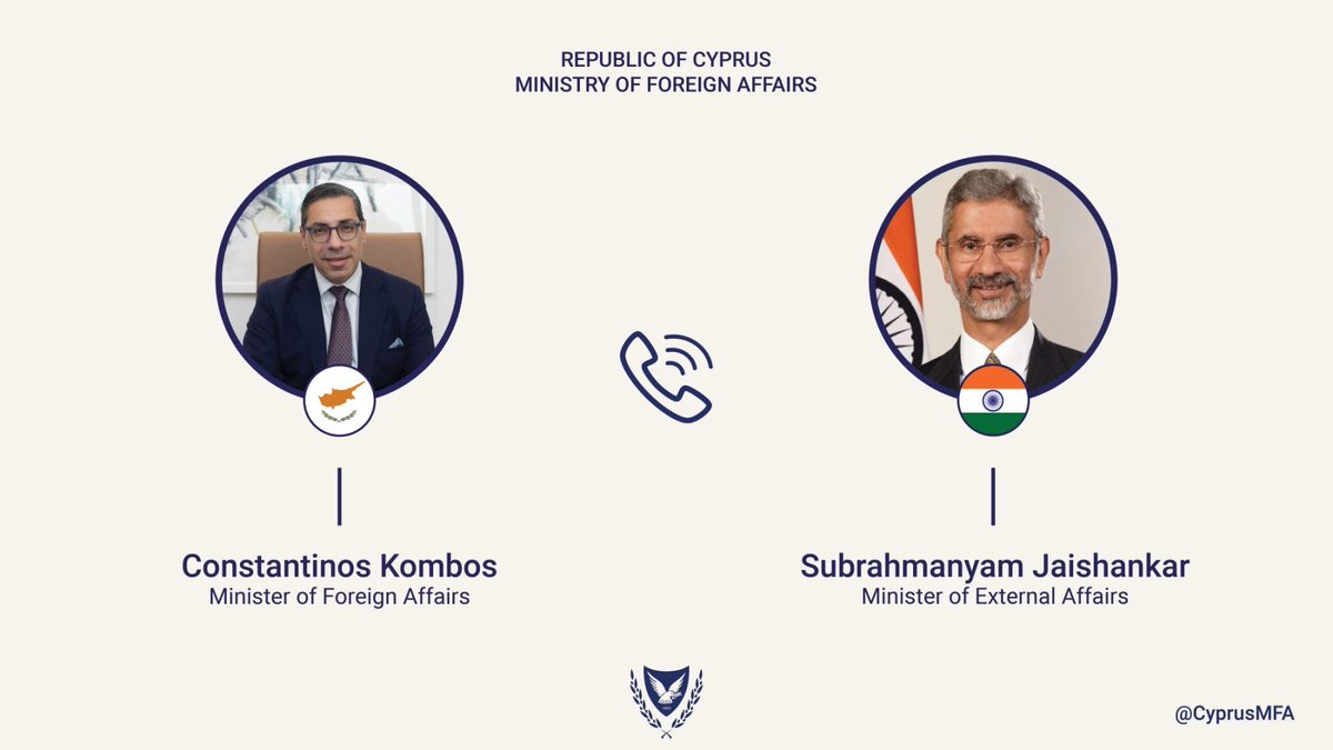 Constantinos Kombos (@ckombos) on Twitter photo Productive exchange with #India’s Minister of External Affairs <a href="/DrSJaishankar/">Dr. S. Jaishankar</a>.
Reaffirmed the excellent ties between 🇨🇾 and 🇮🇳
Expressed support to deepening EU-India co-operation, also in view of the upcoming 🇨🇾 Presidency of the Council of the EU. Productive exchange with #India’s Minister of External Affairs <a href="/DrSJaishankar/">Dr. S. Jaishankar</a>.
Reaffirmed the excellent ties between 🇨🇾 and 🇮🇳
Expressed support to deepening EU-India co-operation, also in view of the upcoming 🇨🇾 Presidency of the Council of the EU.