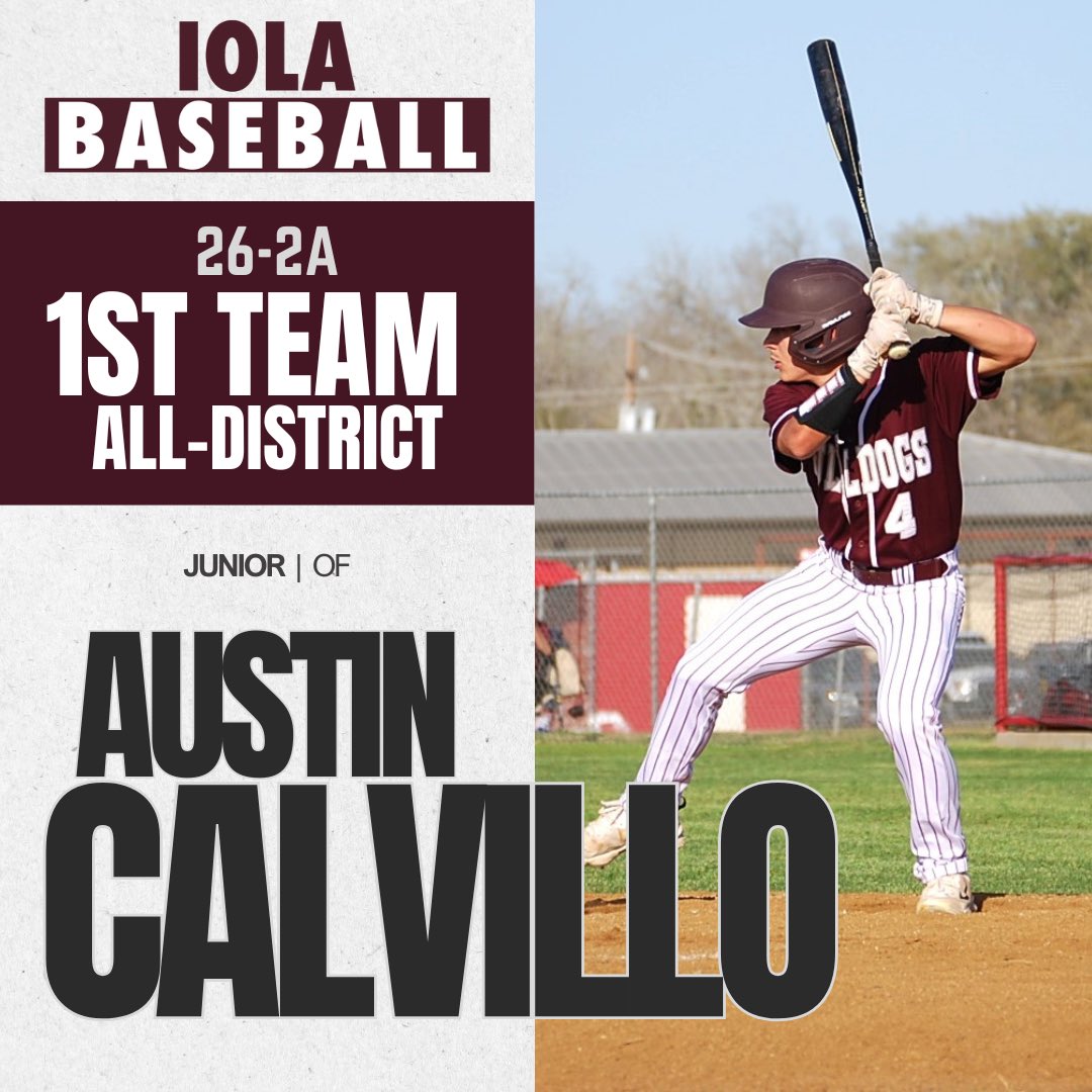 Iola Baseball (@iolabaseball) on Twitter photo Congratulations to Austin Calvillo for being selected 1st Team All-District.
<a href="/IolaHSBulldogs/">Iola High School</a> Congratulations to Austin Calvillo for being selected 1st Team All-District.
<a href="/IolaHSBulldogs/">Iola High School</a>