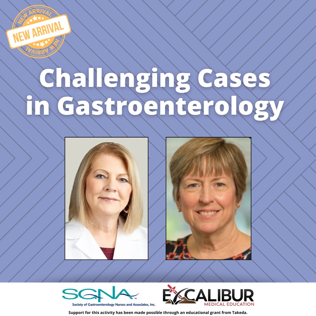 Challenging Cases in #Gastroenterology
 
Join Maureen Kelly &amp; Michele Rubin for the case of a 18-year-old female patient recently diagnosed with Crohn’s disease.
 
elearn.sgna.org/products/chall…

Supported by an educational grant from Takeda.
 
#CNE #meded #nurse #nursing <a href="/SGNAOnline/">Society of Gastroenterology Nurses and Associates</a>
