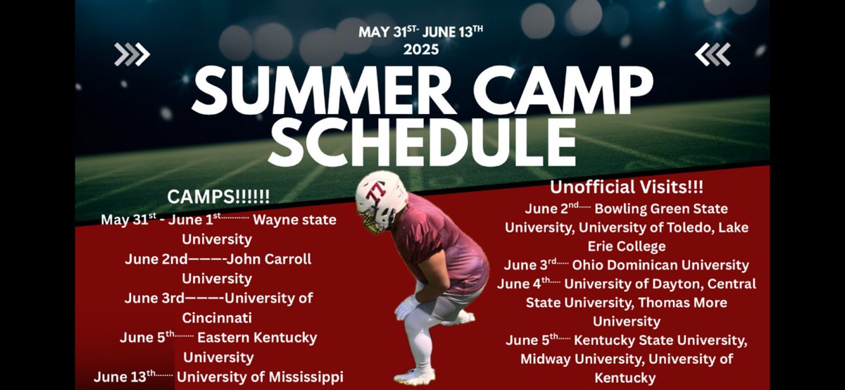 aberian dean (@aberiandean2027) on Twitter photo Summer camp schedule! <a href="/Jhawks9/">Jonathan Hawks</a> <a href="/TCHSfootball24/">CRK Football</a> <a href="/CoachBlack_4/">Coach Black</a> <a href="/Coach1Tyme/">Ryan T. Montgomery™️</a> <a href="/justinadekoya/">jadekoya</a> <a href="/nikolashall6/">The_NH70💎🦍</a> <a href="/CoachDuncan39/">Coach Duncan</a> <a href="/adamgorney/">Adam Gorney</a> <a href="/EKUFootball/">EKU Football</a> <a href="/CoachMathies/">Eric Mathies</a> <a href="/CoachRudyG/">Coach Rudy Griffin</a> <a href="/PrepRedzoneKY/">Prep Redzone Kentucky</a> <a href="/FBCoachK/">Chris Klenakis</a> <a href="/KYFUTURESTARS/">Ricco Hughes</a> <a href="/waynestate/">Wayne State University</a> <a href="/CoachOlaAdams/">Coach Ola Adams</a> <a href="/OleMissFB/">Ole Miss Football</a> <a href="/CoachJames73/">Coach James</a> <a href="/JoeyBogz/">Joey Bogdanowicz</a> Summer camp schedule! <a href="/Jhawks9/">Jonathan Hawks</a> <a href="/TCHSfootball24/">CRK Football</a> <a href="/CoachBlack_4/">Coach Black</a> <a href="/Coach1Tyme/">Ryan T. Montgomery™️</a> <a href="/justinadekoya/">jadekoya</a> <a href="/nikolashall6/">The_NH70💎🦍</a> <a href="/CoachDuncan39/">Coach Duncan</a> <a href="/adamgorney/">Adam Gorney</a> <a href="/EKUFootball/">EKU Football</a> <a href="/CoachMathies/">Eric Mathies</a> <a href="/CoachRudyG/">Coach Rudy Griffin</a> <a href="/PrepRedzoneKY/">Prep Redzone Kentucky</a> <a href="/FBCoachK/">Chris Klenakis</a> <a href="/KYFUTURESTARS/">Ricco Hughes</a> <a href="/waynestate/">Wayne State University</a> <a href="/CoachOlaAdams/">Coach Ola Adams</a> <a href="/OleMissFB/">Ole Miss Football</a> <a href="/CoachJames73/">Coach James</a> <a href="/JoeyBogz/">Joey Bogdanowicz</a>