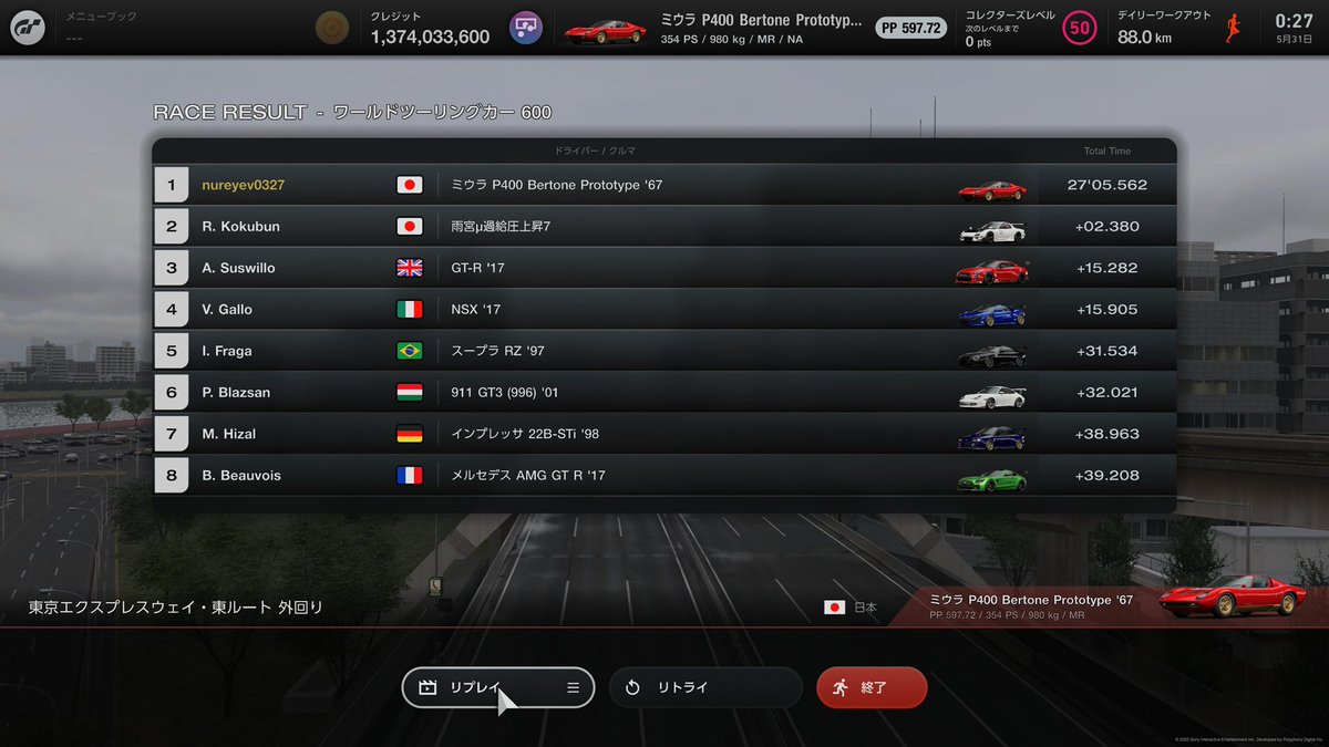 ミウラでも勝てるんやね

 #gt7