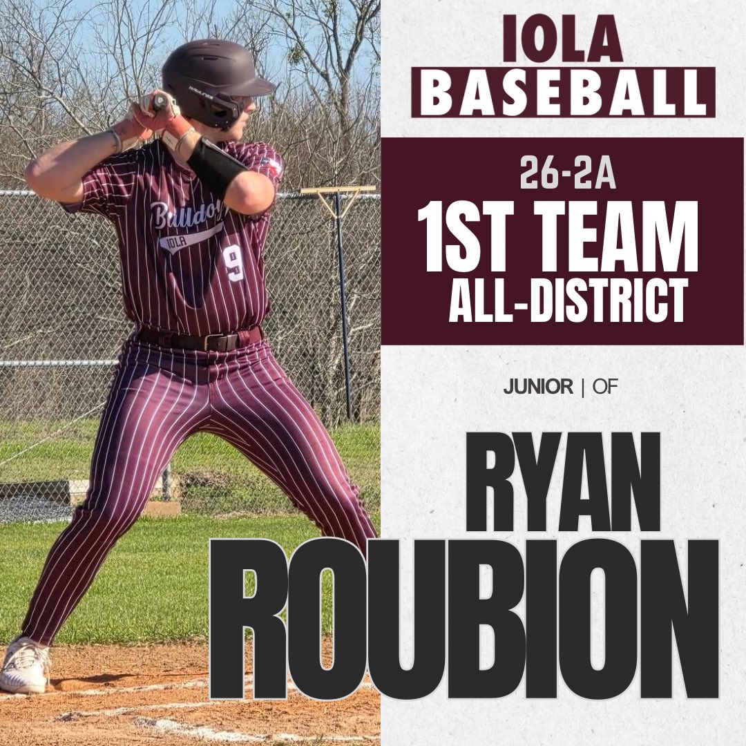 Iola Baseball (@iolabaseball) on Twitter photo Congratulations to Ryan Roubion for being selected 1st Team All-District.
<a href="/IolaHSBulldogs/">Iola High School</a> Congratulations to Ryan Roubion for being selected 1st Team All-District.
<a href="/IolaHSBulldogs/">Iola High School</a>