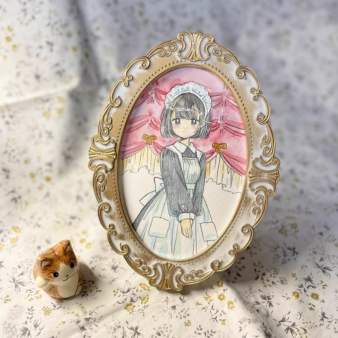 原画通販します 5/31(土)14:00～ メイドちゃん2点、額付きです。お時間になるとカートに入れられるようになります。 (制服ちゃんは今月内には仕上げられませんでした…6月に出しますね!) 会場→