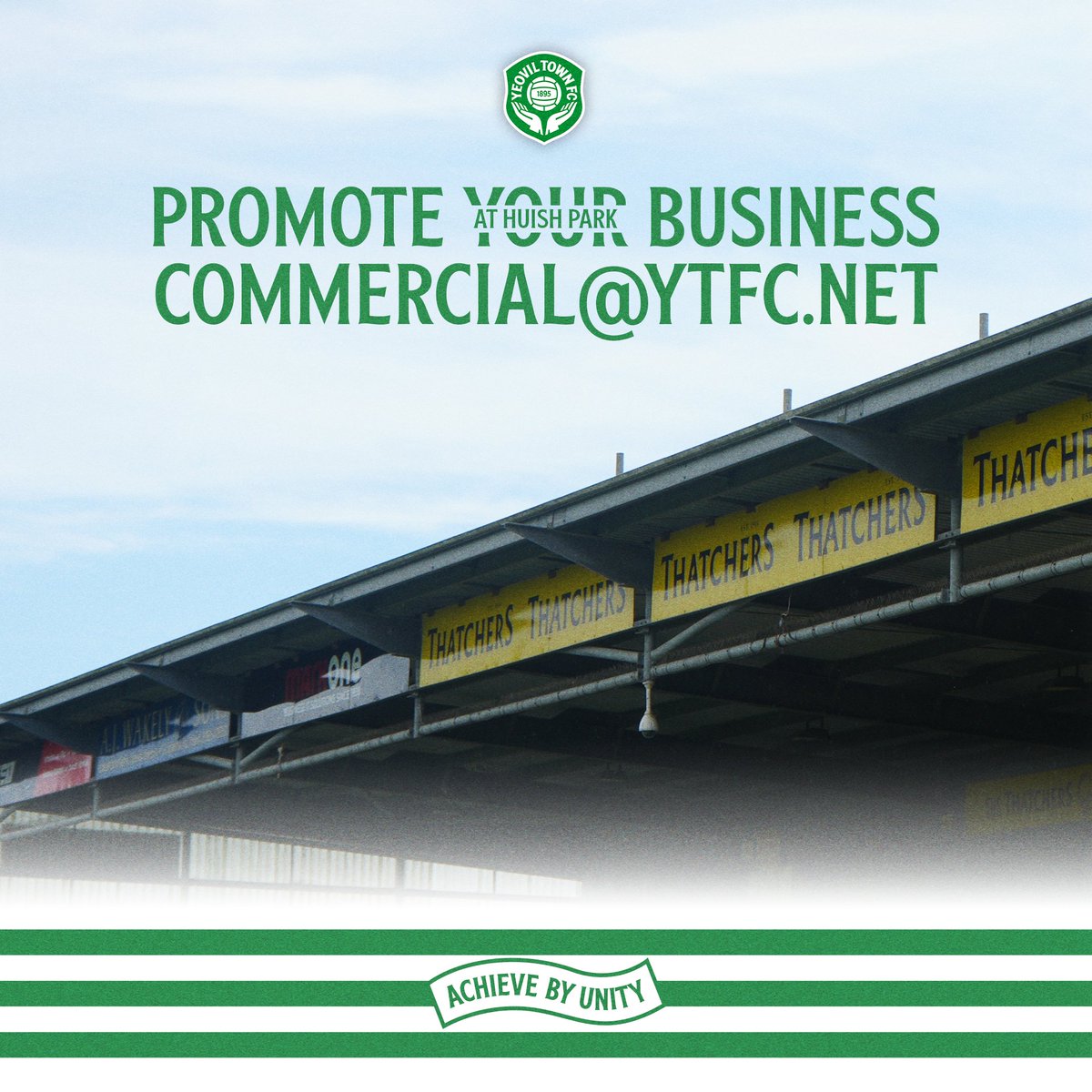 Yeovil Town FC (@ytfc) on Twitter photo Promote your business at Huish Park! π€
We have plenty of fantastic opportunities, from pitchside boards to programme ads!
Email commercial@ytfc.net today!
#YTFC π Promote your business at Huish Park! π€
We have plenty of fantastic opportunities, from pitchside boards to programme ads!
Email commercial@ytfc.net today!
#YTFC π