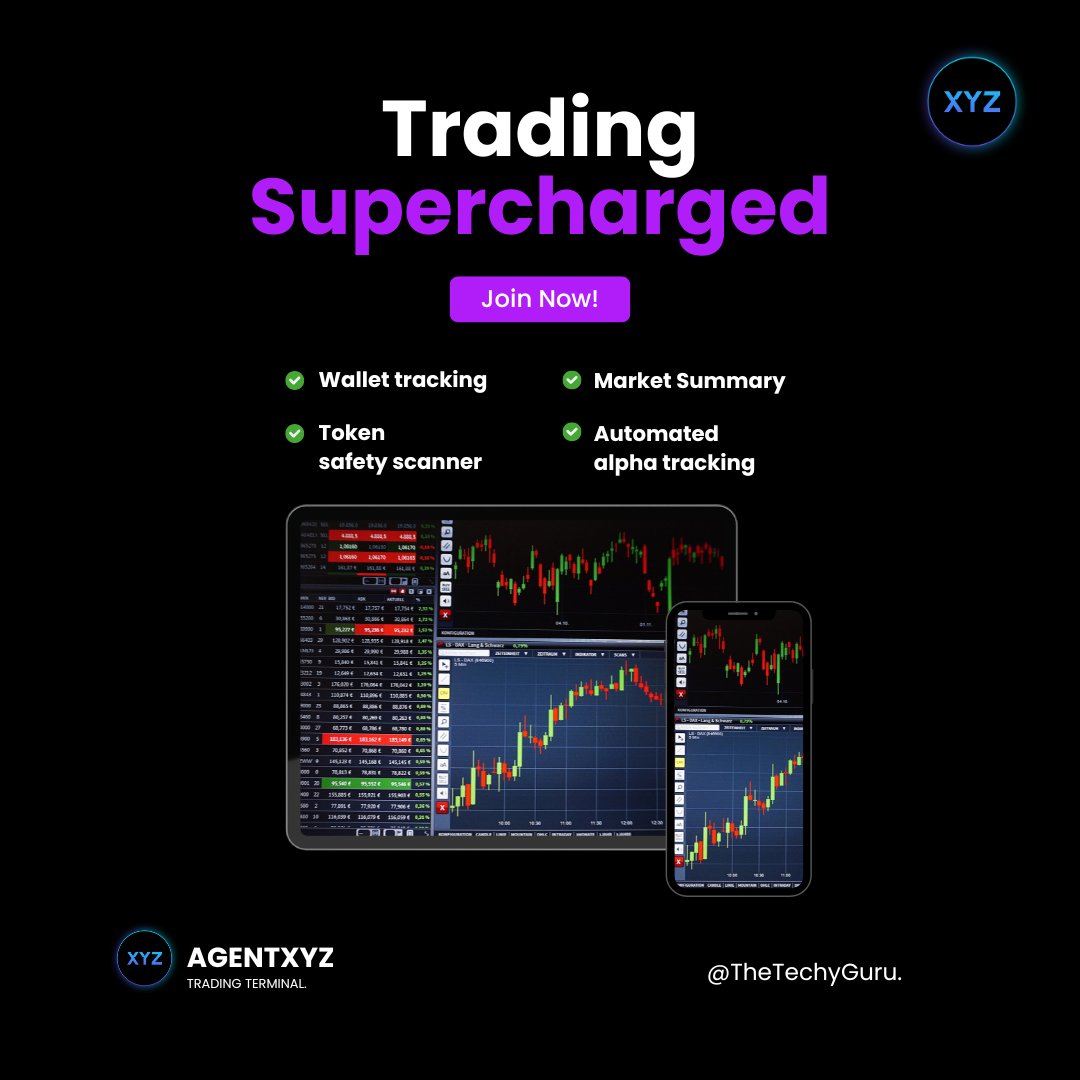 Uyai Betty (@thetechyguru) on Twitter photo Alpha used to be knowing someone.
Now alpha is knowing the wallets that know.
<a href="/AgentXYZ_ai/">AgentXYZ | Trading Terminal</a> doesn’t just track smart money.
It learns their patterns.
That’s the real sauce. Alpha used to be knowing someone.
Now alpha is knowing the wallets that know.
<a href="/AgentXYZ_ai/">AgentXYZ | Trading Terminal</a> doesn’t just track smart money.
It learns their patterns.
That’s the real sauce.