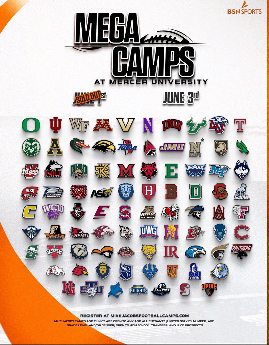 I will be attending the Mercer Mega Camp June 3rd. Look forward to getting some good work in and meeting a few of the coaches I have been chatting with!!!
<a href="/VHSFootballFBT/">VHS Football</a> <a href="/DraftDiamonds/">Draft Diamonds ™️</a> <a href="/CoachAlexHaynes/">Alex Haynes</a> <a href="/Coach_Guice/">Myrick Guice</a> <a href="/tulane63/">Chris Anderson</a> <a href="/Theondre92/">Coach C. Brown</a> <a href="/79colt45/">Colt McDowell</a>