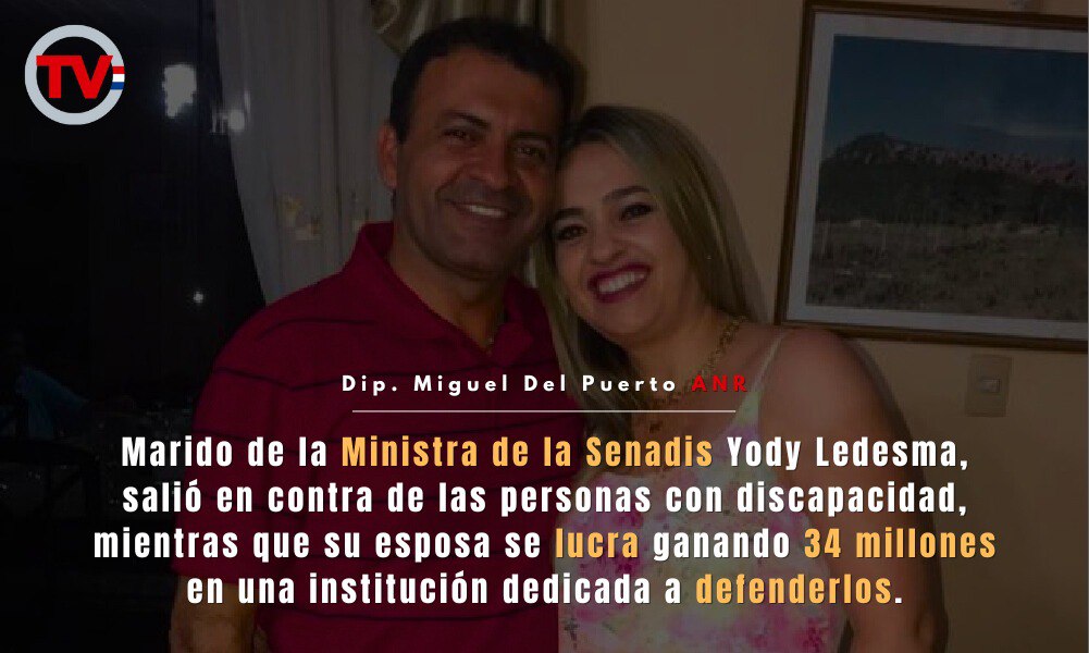 Cartista ndaha'ei gente, su señora cobra 34 millones por los discapacitados y el escupe en la cara a esa gente. Ajepa ndoguerekoi vergüenza