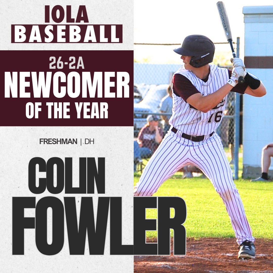 Iola Baseball (@iolabaseball) on Twitter photo Congratulations to Colin Fowler for being selected District 26-2A Newcomer of the Year.
<a href="/IolaHSBulldogs/">Iola High School</a> Congratulations to Colin Fowler for being selected District 26-2A Newcomer of the Year.
<a href="/IolaHSBulldogs/">Iola High School</a>
