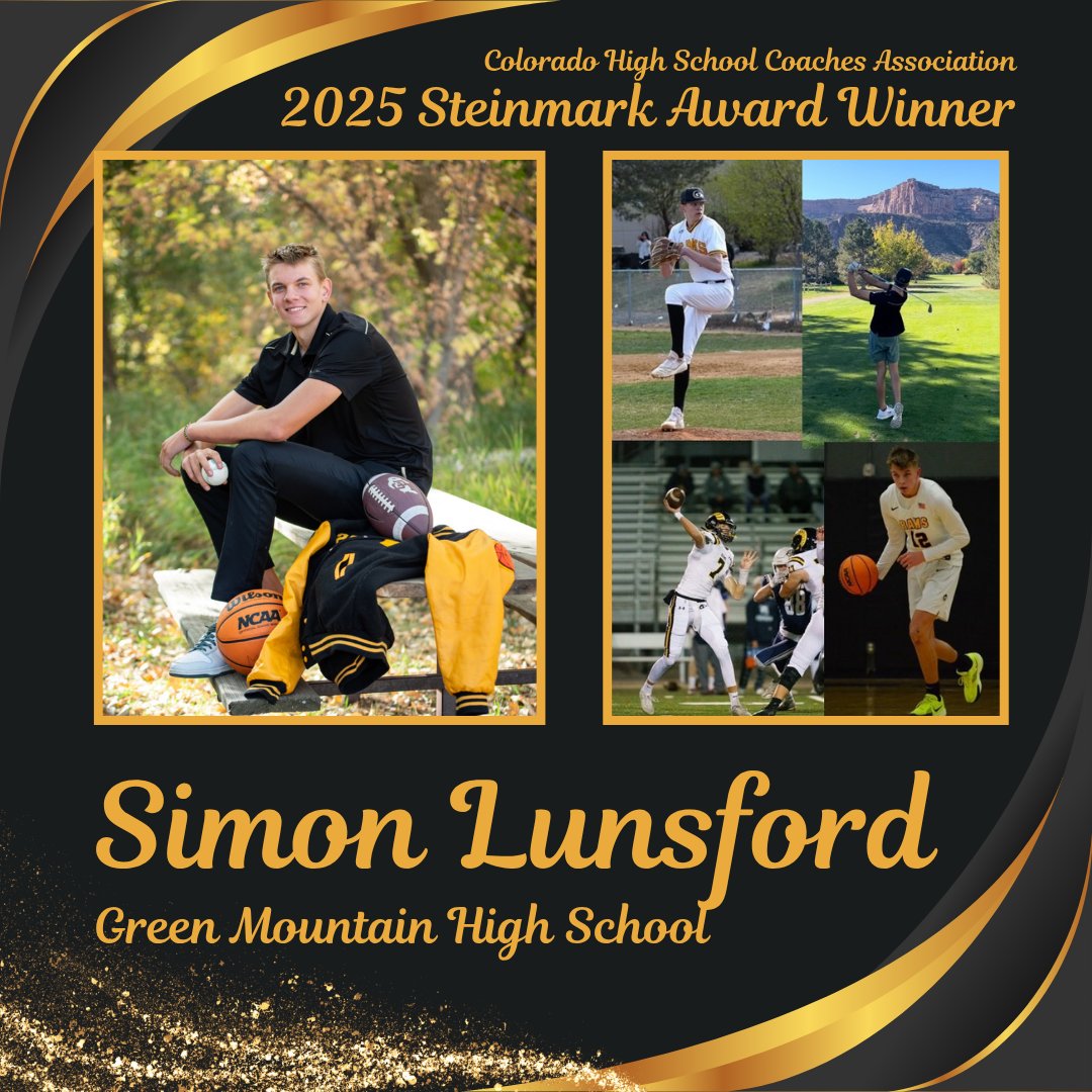 Colorado HS Coaches (@chsca) on Twitter photo Congratulations to Simon Lunsford, Green Mountain HS, the 2025 Steinmark Award Winner! Read more: colohsca.org/2025Steinmark <a href="/CHSAANow/">CHSAANow</a> <a href="/CHSAA/">CHSAA</a> <a href="/MileHighPreps/">MileHigh Prep Report</a> <a href="/coloradopreps/">Colorado Preps</a> <a href="/9Preps/">9NEWS Prep Sports</a> <a href="/SimonLunsford07/">Simon Lunsford</a> <a href="/JeffcoAthletics/">Jeffco Athletics</a> Congratulations to Simon Lunsford, Green Mountain HS, the 2025 Steinmark Award Winner! Read more: colohsca.org/2025Steinmark <a href="/CHSAANow/">CHSAANow</a> <a href="/CHSAA/">CHSAA</a> <a href="/MileHighPreps/">MileHigh Prep Report</a> <a href="/coloradopreps/">Colorado Preps</a> <a href="/9Preps/">9NEWS Prep Sports</a> <a href="/SimonLunsford07/">Simon Lunsford</a> <a href="/JeffcoAthletics/">Jeffco Athletics</a>