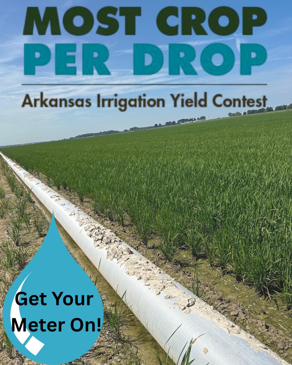 Want to challenge yourself to get maximum yield with minimum water input?💧 Then enter the Most Crop Per Drop contest! Available for soybeans, corn, and rice. Sign up with the link irrigation-contest.herokuapp.com/contest-form Get Your Meter On! #arkansasfarmer #arkansasagriculture #arkansasirrigation