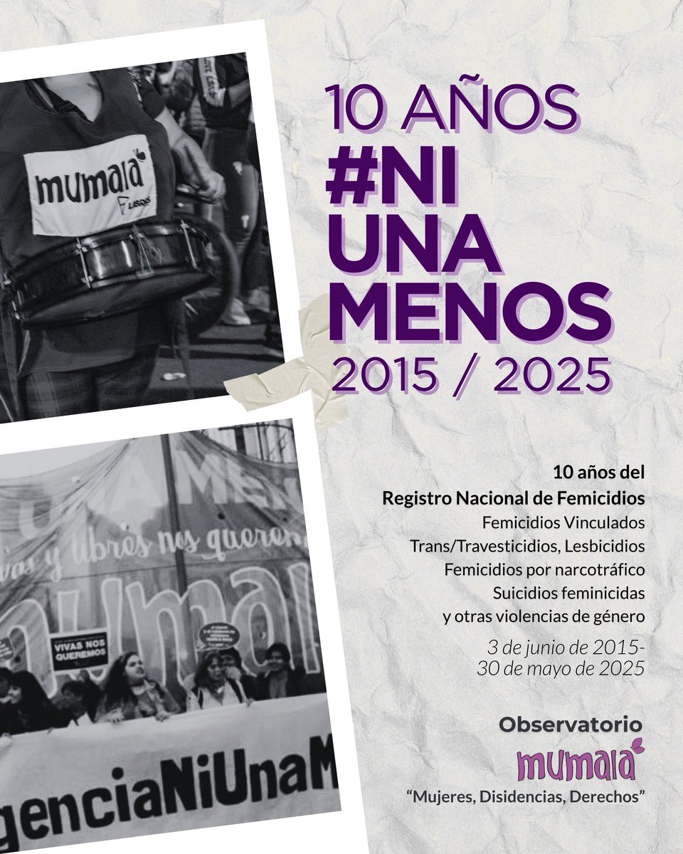 💜 A 10 AÑOS DEL #NiUnaMenos: la violencia machista no cesa y el ajuste de Milei profundiza la precariedad de nuestras vidas.

🧵 Hilo ⬇️