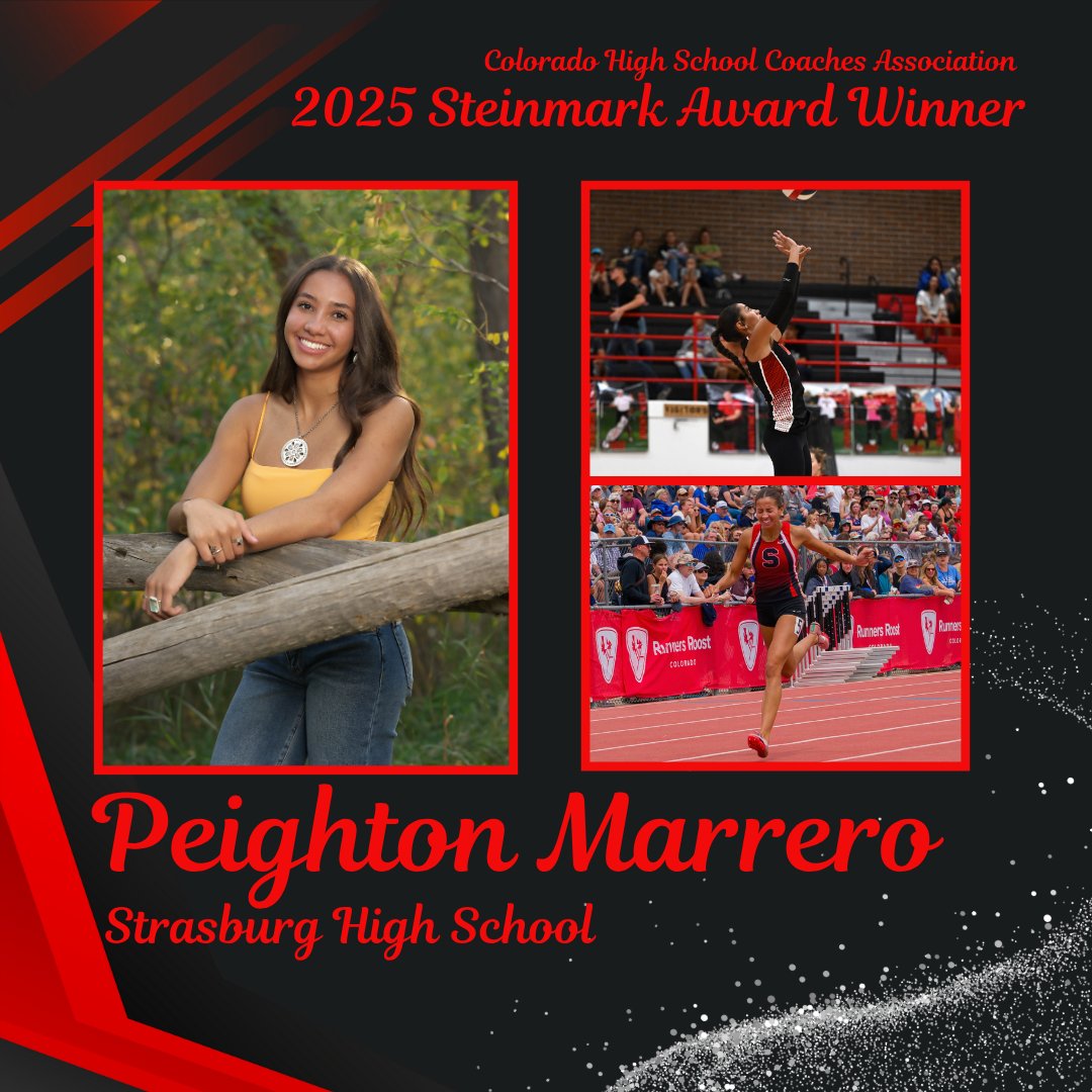 Colorado HS Coaches (@chsca) on Twitter photo Congratulations to Peighton Marrero, Strasburg HS, the 2025 Steinmark Award Winner! Read more: colohsca.org/2025Steinmark <a href="/CHSAANow/">CHSAANow</a> <a href="/CHSAA/">CHSAA</a> <a href="/MileHighPreps/">MileHigh Prep Report</a> <a href="/coloradopreps/">Colorado Preps</a> <a href="/9Preps/">9NEWS Prep Sports</a> Congratulations to Peighton Marrero, Strasburg HS, the 2025 Steinmark Award Winner! Read more: colohsca.org/2025Steinmark <a href="/CHSAANow/">CHSAANow</a> <a href="/CHSAA/">CHSAA</a> <a href="/MileHighPreps/">MileHigh Prep Report</a> <a href="/coloradopreps/">Colorado Preps</a> <a href="/9Preps/">9NEWS Prep Sports</a>