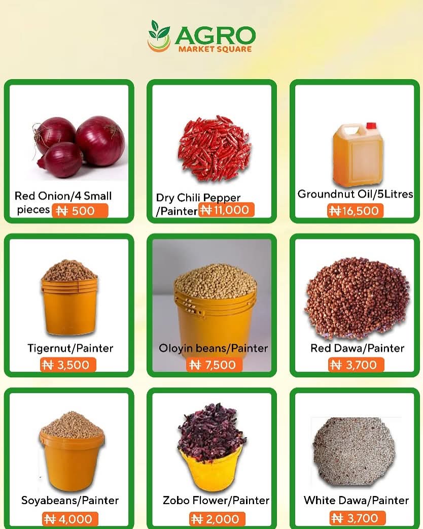 agromarketsquar's tweet image. Latest Food Commodity Prices in Lagos Are In! 🛒🌾

Check out our updated price list for top-quality agro commodities now available at the most competitive rates!

📥 Swipe through or download our full list.
💼 For bulk orders, partnerships, or delivery, contact us directly.