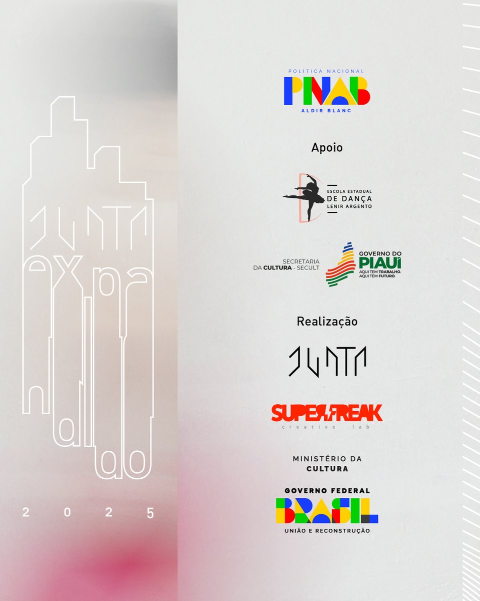 JuntaFestival's tweet photo. _
O JUNTA EXPANDIDO 2025 conta com recursos da Política Nacional Aldir Blanc/PNAB Piauí e tem realização do JUNTA e Superfreak, Ministério da Cultura e Governo Federal, com apoio da Escola Estadual de Dança Lenir Argento e Governo do Estado do Piauí. https://t.co/lwdCzLnDlu