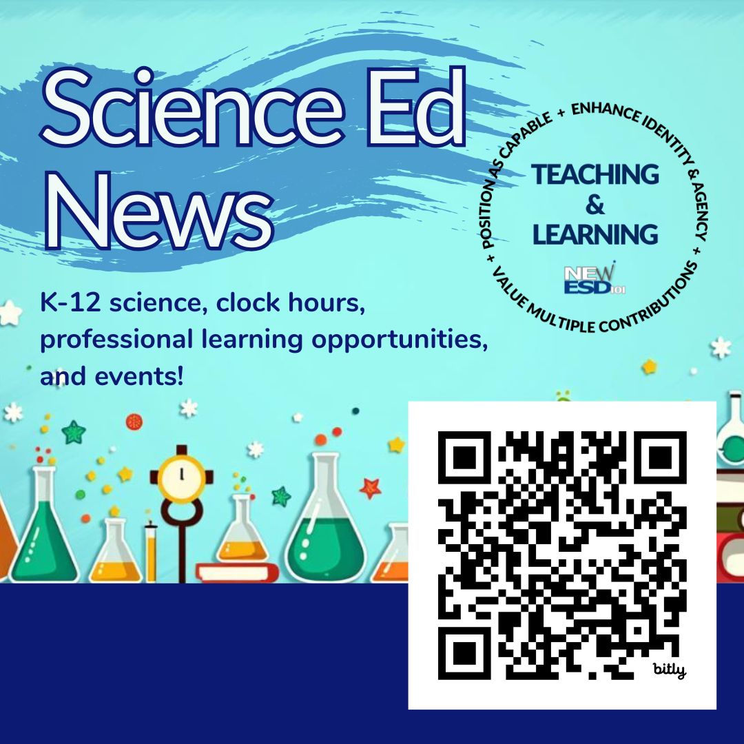🧪 Get the latest Science Ed News from NEWESD 101!

Explore K–12 science PD, clock hours, summer events &amp; more!

📬 Read: secure.smore.com/n/mhvd47

#NEWESD101 #spokaneteachers #waedu #northeastwa #spokanestem