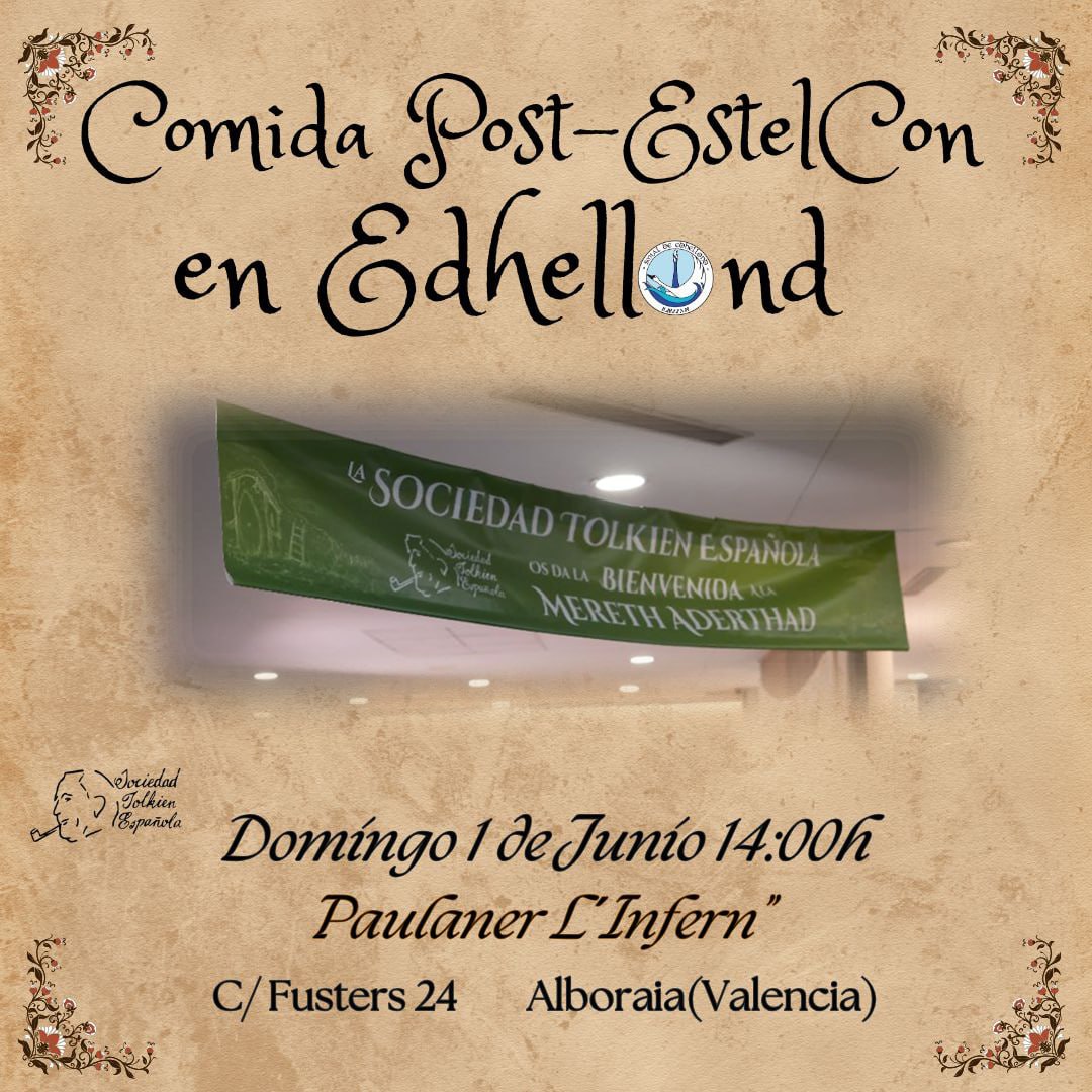 Este domingo toca el almuerzo de Edhellond, pero esta vez también se convierte en la famosa comida post-Estelcon, para intentar sobrellevar mejor el final de la Mereth Aderthad. ¿Quieres saber por qué venimos por #Tolkien y nos quedamos por la gente?¡Apúntate!

#SmialSTE