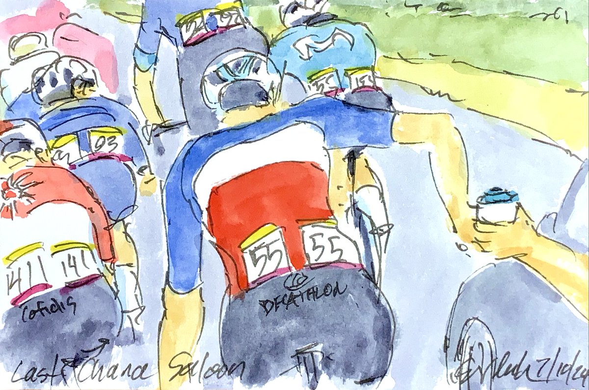 35 days and counting down until the start of #TdF2025! I'm sharing my #cycling #art #watercolors that are still available from #TdF2024 including this one greigleach.com/large-multi-vi… I'll be #painting every stage, every day of both the #TdF and the #TdFF