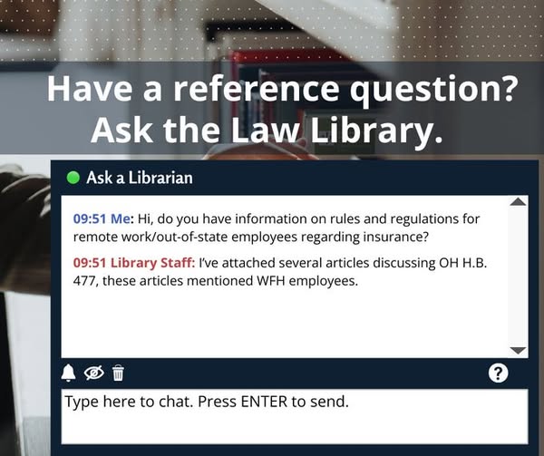 Have a reference question? Ask the Law Library!
Use our live chat to get expert help from Law Library Staff—right when you need it. As a reminder, Law Library staff cannot give legal advice.
starkcountyohio.gov/.../legal.../l…