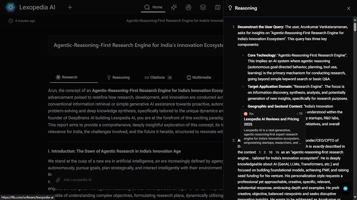arunkumar_bvr's tweet photo. Proud to announce: Lexopedia AI public beta is LIVE! 🎉 Agentic-reasoning-first research engine by DeepBrainz-R1. Get 10x productivity, 15x faster insights. Premium in June! Claim 3 months FREE beta access. Join now: https://t.co/ic2QOrP3sh #LexopediaAI #DeepBrainzAI #PublicBeta https://t.co/WKWNJ3I5iF