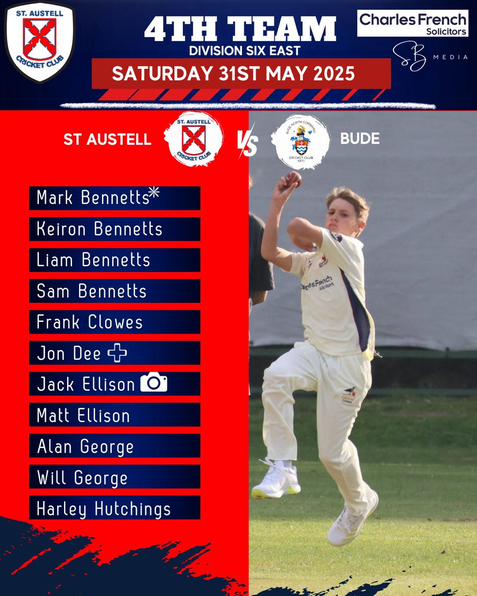 Here are your teams for Saturday.
The 1sts and 4ths are at home, starting from 1PM.

2nds and 3rds make the trips to Paul and Lanhydrock.