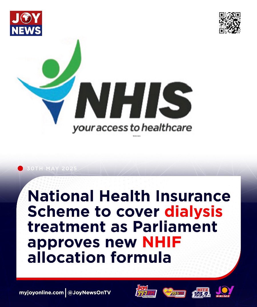 National Health Insurance Scheme to cover dialysis treatment as Parliament approves new NHIF allocation formula

Follow our WhatsApp channel for all the breaking stories: shorturl.at/DqqXx

#JoyNews