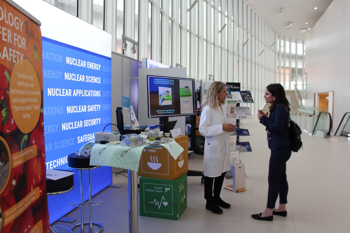 IAEANA's tweet photo. At #LetsTalkNuclear this week, FAO/IAEA Food Safety & Control Laboratory (#FSCL) scientists showcased their incredible work on the traceability and authenticity of food products at their exhibit booth! 🔎☕️
#foodsafety #iaea #science https://t.co/v9jiLYHDMN