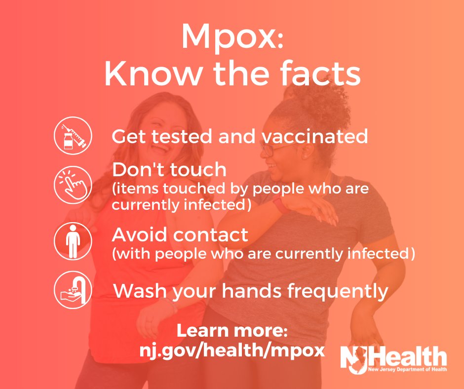 Take steps to keep yourself protected from mpox this summer. Learn more: nj.gov/health/mpox #HealthierNJ #MPOX