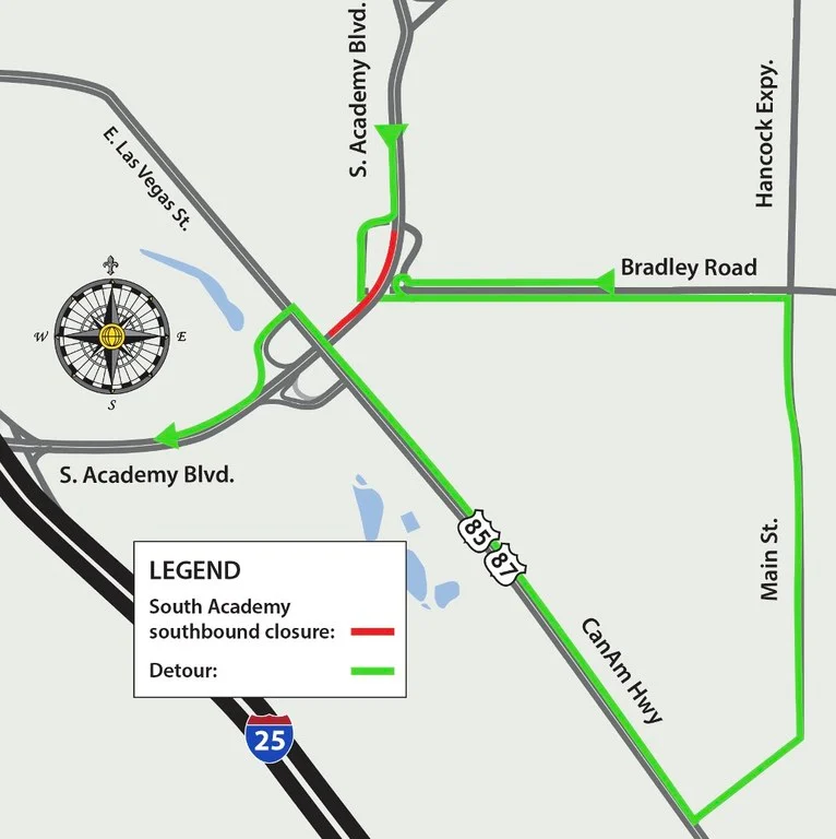 ColoradoDOT's tweet photo. #CDOT #News: #MAMSIP update for week of June 1, 2025 in @CityofCOS. Southbound lanes on South Academy Boulevard closed for construction between #US85/#US87 and Coventry Drive
📰https://t.co/kClj6yvZRz
#KnowBeforeYouGo #SlowfortheConeZone https://t.co/GZWwJjzFhj