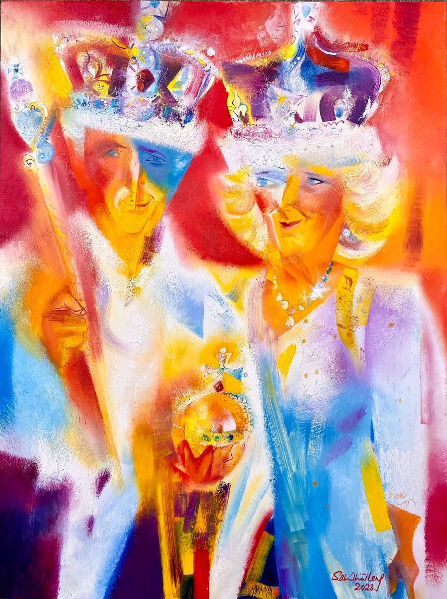 Great admiration for the flying visit this week of the King &amp; Queen made in support of Canada; just as I admired new PM Mark Carney standing up for Canada at the White House. #Canada #canadaelection #KingCharles #QueenCamilla #artist #portrait #modernart
